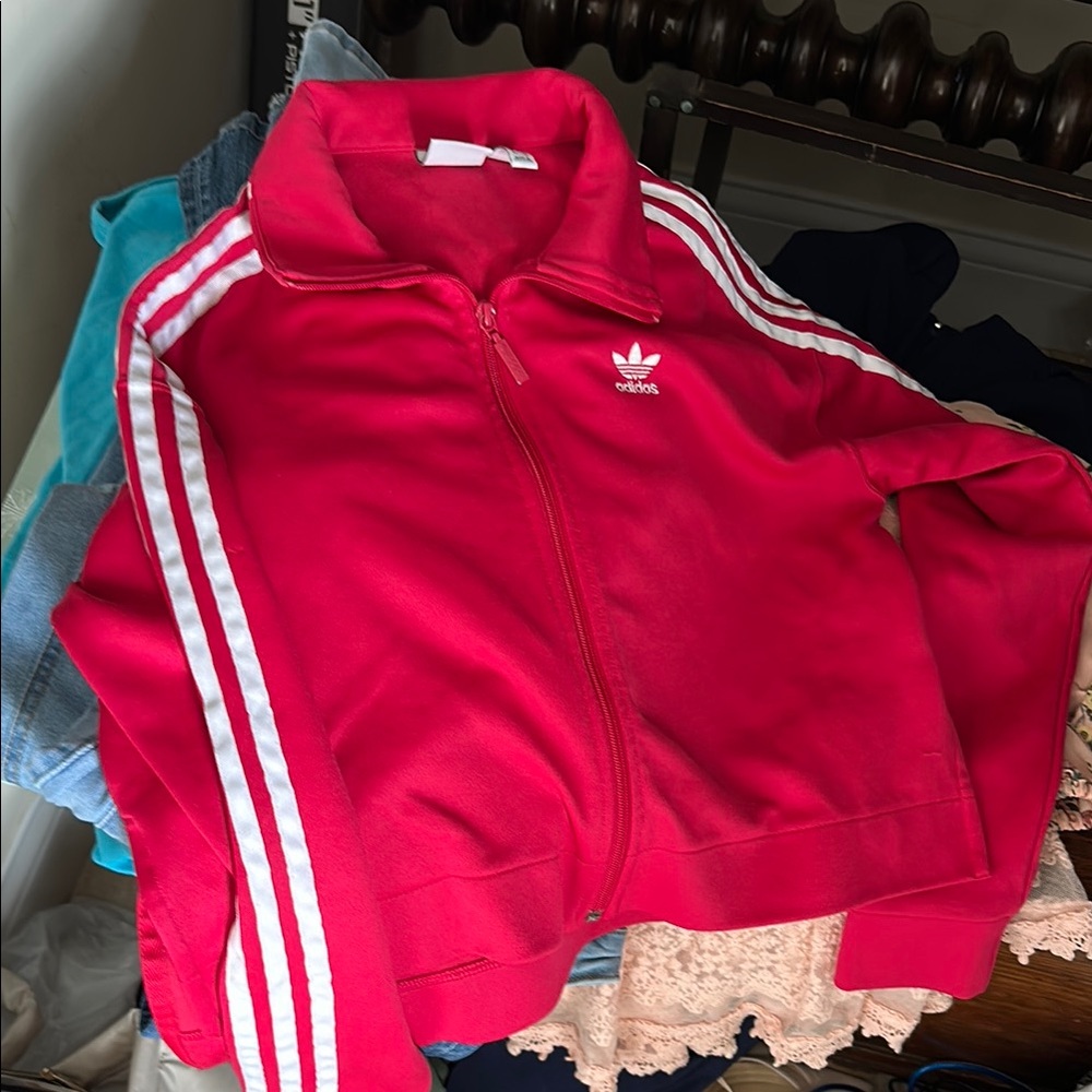 Adidas Pink Sweatshirt with Iconic Stripes